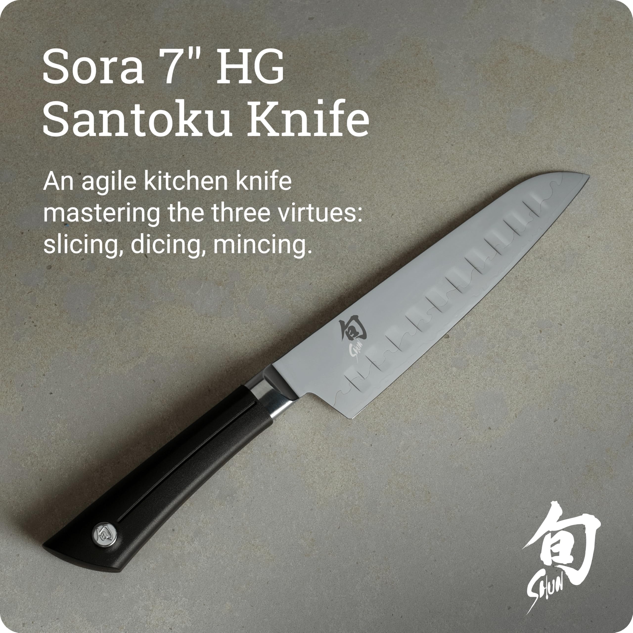Shun Faca Santoku Sora de 18 cm, faca japonesa multiuso feita à
